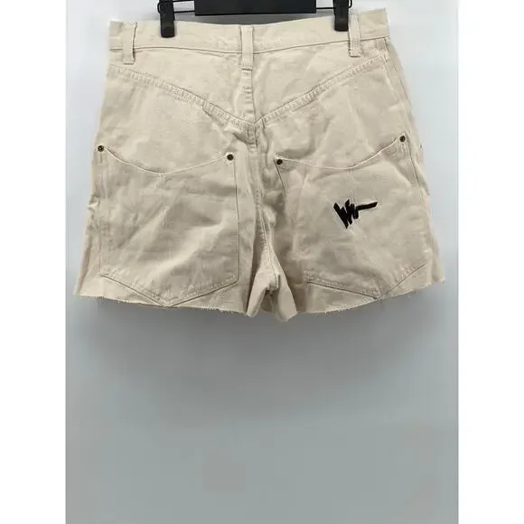 WALKER WEAR Men's Beige Four-Pocket Raw-Hem Chino Shorts SZ 34 - Picture 2 of 10